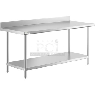 BRAND NEW SCRATCH AND DENT! Regency 600TSB3072S 30" x 72" 16-Gauge Stainless Steel Commercial Work Table with 4" Backsplash and Undershelf