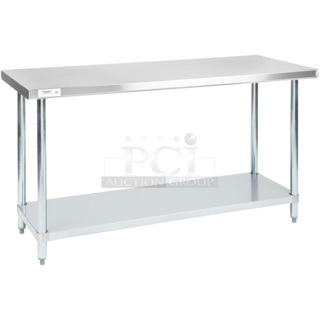 BRAND NEW SCRATCH AND DENT! Regency 600T2460G 24" x 60" 18-Gauge 304 Stainless Steel Commercial Work Table with Galvanized Legs and Undershelf