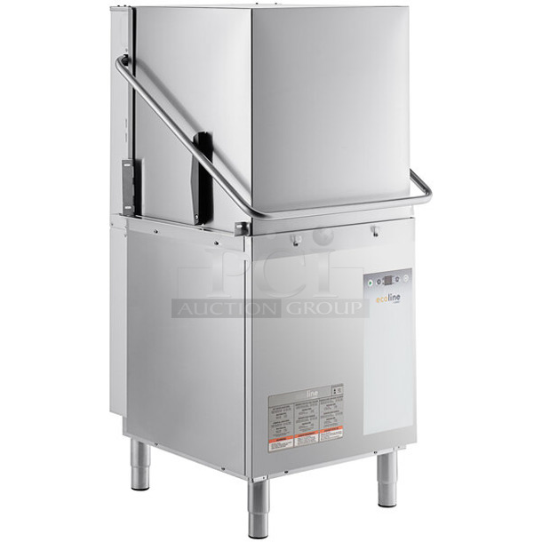 BRAND NEW SCRATCH AND DENT! 2022 Hobart Ecoline EDH-1 Stainless Steel Commercial Straight Pass Through Hi Temp High Temperature Dishwasher w/ Booster Heater. 208-240 Volts, 3 Phase.