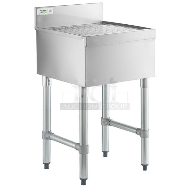 BRAND NEW SCRATCH AND DENT! Regency 600DBU1818 Stainless Steel Commercial Underbar Drainboard - 18" x 18". No Legs.  - Image 1 of 5