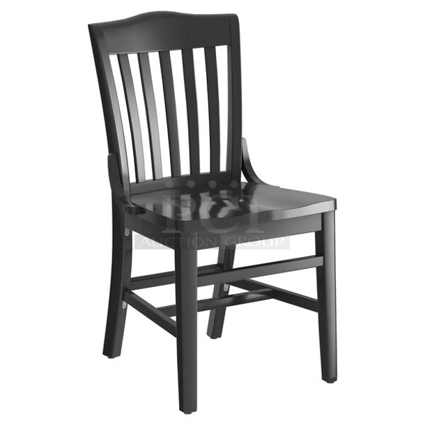 BRAND NEW SCRATCH AND DENT! Lancaster Table & Seating 164CSCHLBLK Black Finish Wood School House Chair - Item #1107410