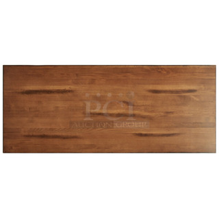 BRAND NEW SCRATCH AND DENT! Lancaster Table & Seating 3493072ANTWA Industrial 30" x 72" Solid Wood Live Edge Table Top with Antique Walnut Finish