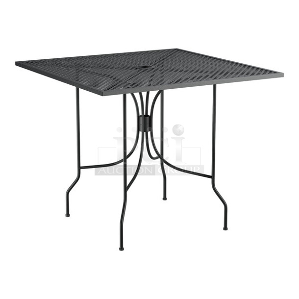 2 BRAND NEW SCRATCH AND DENT! Lancaster Table & Seating 427COSM3636B Harbor Black 36" Square Outdoor Standard Height Table with Ornate Legs. 2 Times Your Bid! - Image 1 of 3