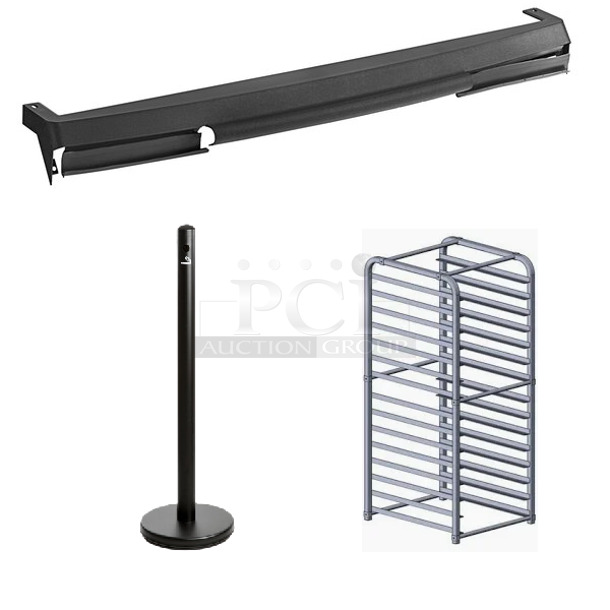 3 BRAND NEW SCRATCH AND DENT Items; Manitowoc Ice 7628473 Trim, Top Rail S970, Atosa MPRA-15 Metal Bun Pan Rack and Lavex 475SP40BK 40" Black Free Standing Smoker Pole and Base. 3 Times Your Bid! - Image 1 of 4