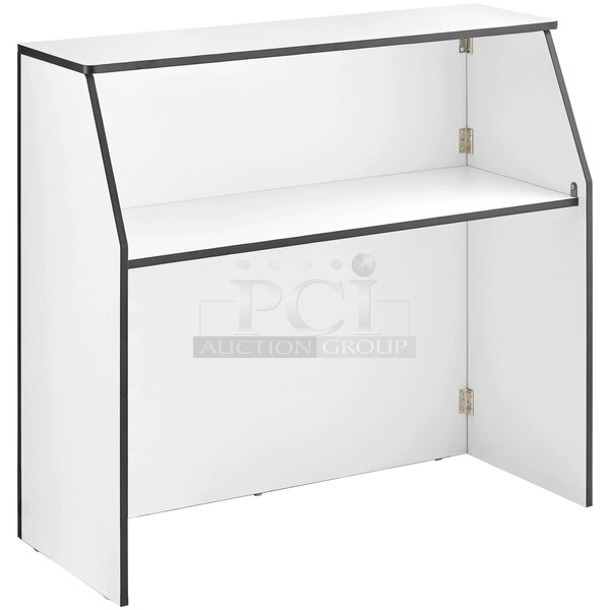 BRAND NEW SCRATCH AND DENT! Lancaster Table and Seating 164PBAR48WH 4' Foldaway Bar with White Laminate Finish. May Be Missing Parts.  - Image 1 of 3