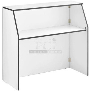 BRAND NEW SCRATCH AND DENT! Lancaster Table and Seating 164PBAR48WH 4' Foldaway Bar with White Laminate Finish. May Be Missing Parts. 
