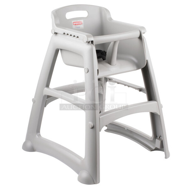 BRAND NEW SCRATCH AND DENT! Rubbermaid 6967914BG FG781408PLAT Platinum Sturdy Chair Restaurant High Chair without Wheels (Ready to Assemble) - Image 1 of 4