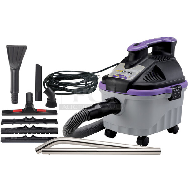 BRAND NEW SCRATCH AND DENT! ProTeam 107128 4 Gallon ProGuard 4 Portable Wet / Dry Vacuum Cleaner with Tool Kit. 120 Volts, 1 Phase.  - Image 1 of 5