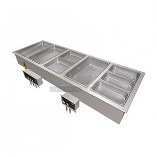 BRAND NEW! Hatco HWBI-4D Four Compartment Modular / Ganged Drop In Hot Food Well with 3/4" NPT Drain. Does Not Include Drop In Bins. 208 Volts, 1 Phase