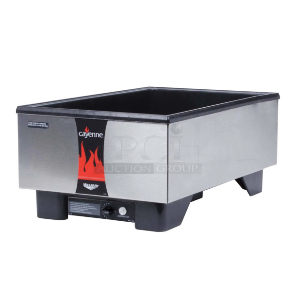 BRAND NEW IN BOX! Vollrath Cayenne 71001 Full Size Countertop Warmer with Stainless Steel Exterior. 120 Volts, 1 Phase.  - Image 1 of 3