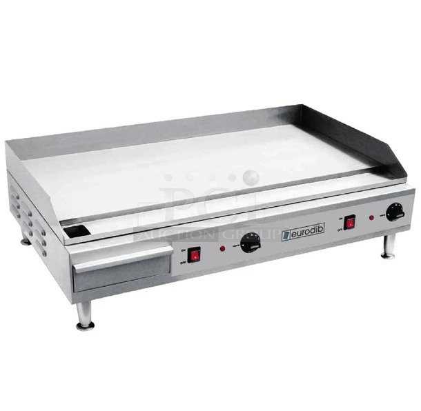 IN ORIGINAL BOX! Eurodib SFE04910-240 Stainless Steel Commercial Flat Top Griddle. 240 Volts. - Image 1 of 3
