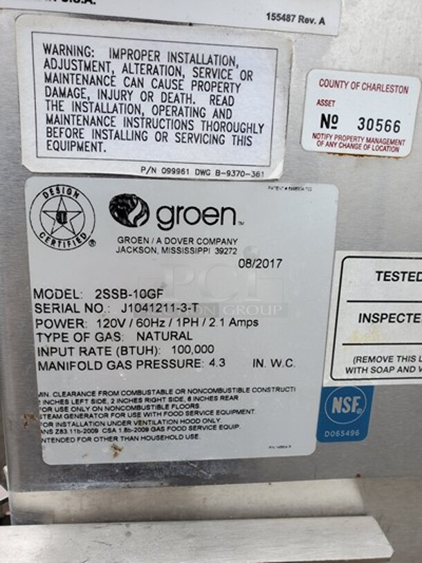 GROEN 2SB-10GF Smart Steam Boilerless Steamer 100 (Missing one handle)  - Image 5 of 8