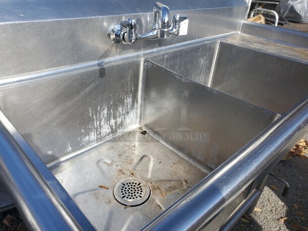 Stainless Steel 2 Compartment Sink W/ Faucet!! 54X26X35 - Image 8 of 8
