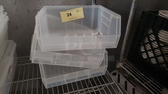 Lot of 3 Uline Plastic Stackable Bins