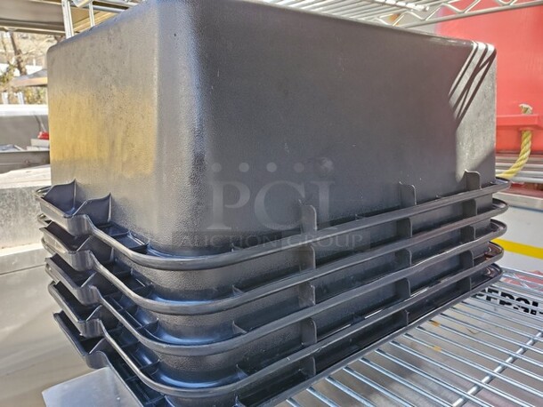 Black 20" x 15" x 7" Heavy Duty Polyethylene Plastic Bus Tub W/ Lid BIDX2 - Image 2 of 4