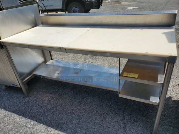72" Poly Top Stainless Steel Worktable W/ Undershelf  - Image 4 of 7