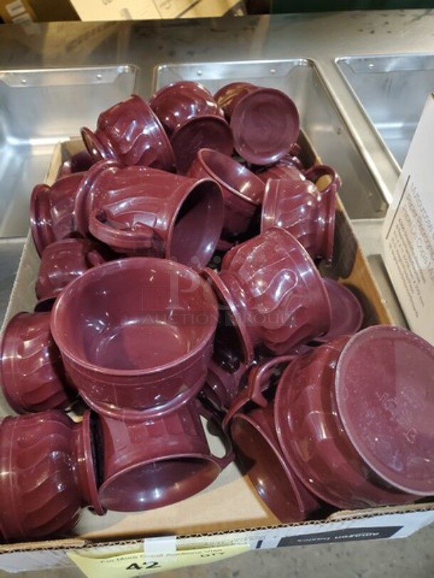 ALL ONE MONEY Dinex Turnbury 8 oz. Cranberry Insulated Mugs with Pedestal Base & 9oz Bowls - Image 2 of 3