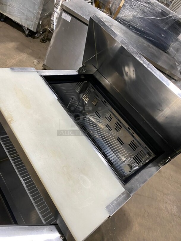 Stainless Steel One Door Commercial Sandwich/ Salad Prep Table Bain Marie On Commercial Casters! With Commercial Cutting Board! - Image 8 of 9