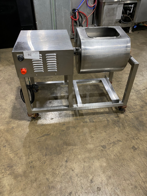 Commercial Floor Style Meat Seasoning/Mixing Tumbler! All Stainless Steel! On Casters!