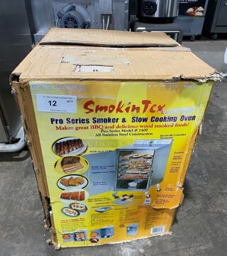 BRAND NEW IN THE BOX! Smokin Tex Electric Powered Insulated Pro Series Smoker/Slow Cooking Oven! Model 1400! SN: 140014908064 Real Wood Flavor! 110V 1 Phase! On Casters!