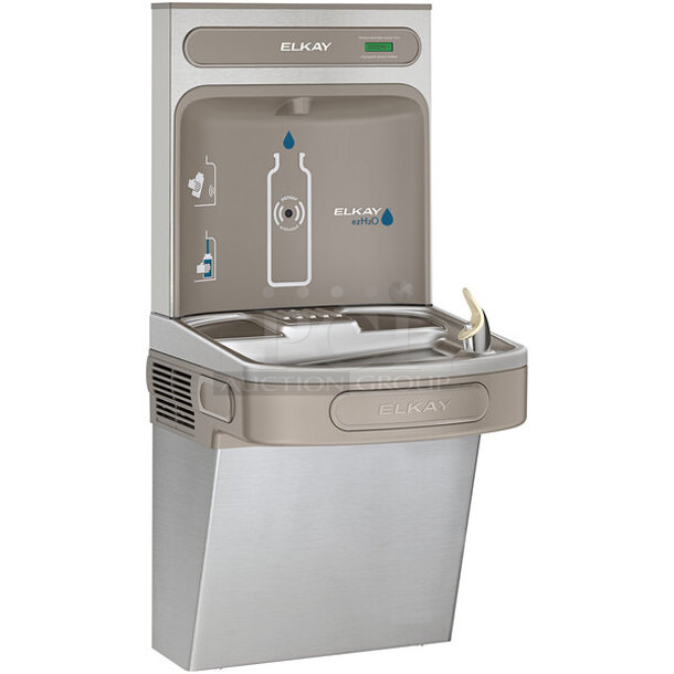 BRAND NEW SCRATCH AND DENT! Elkay EZWSR 1D Metal Wall Mount Water Fountain w/ Bottle Filler. 115 Volts, 1 Phase. - Image 1 of 6