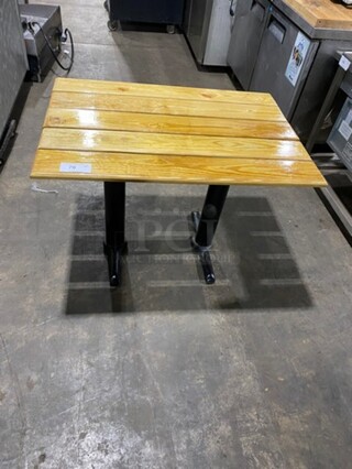 GREAT! Wooden Style Rectangular Dining Table! With Black Metal Base! 2 X Your Bid!