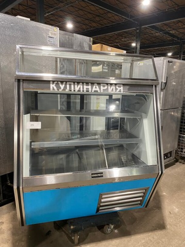 Cool Tech Commercial Refrigerated Deli Display Case Merchandiser! With Slanted Front Glass! With Sliding Rear Access Glass Doors! All Stainless Steel! Model: CMPH48SD SN: 113342 120V