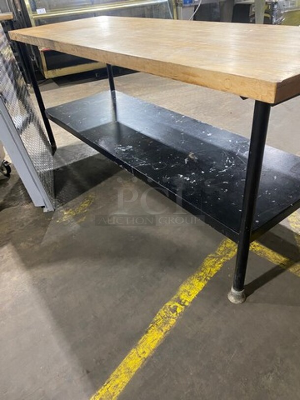 Commercial Butcher Block Table! With Storage Space Underneath! Stainless Steel Body! On Legs! - Image 3 of 7