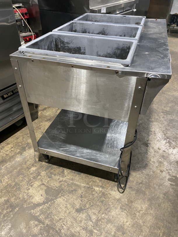 Serve Well By Vollrath Commercial Electric Powered 3 Bay Steam Table! With Storage Area Underneath! All Stainless Steel! On Legs! - Image 3 of 9