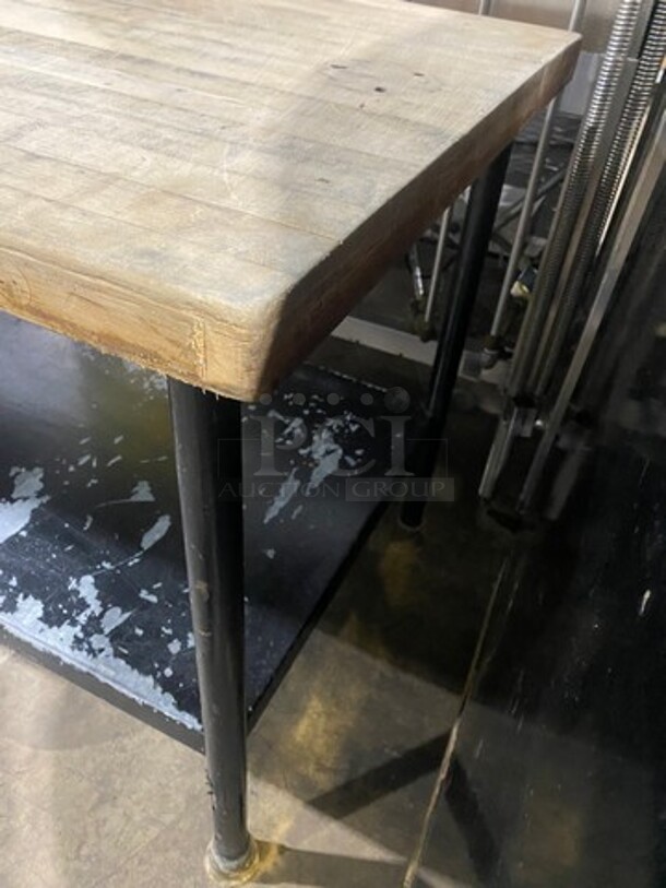 Commercial Butcher Block Table! With Storage Space Underneath! With Single Drawer! Stainless Steel Body! On Legs! - Image 2 of 9