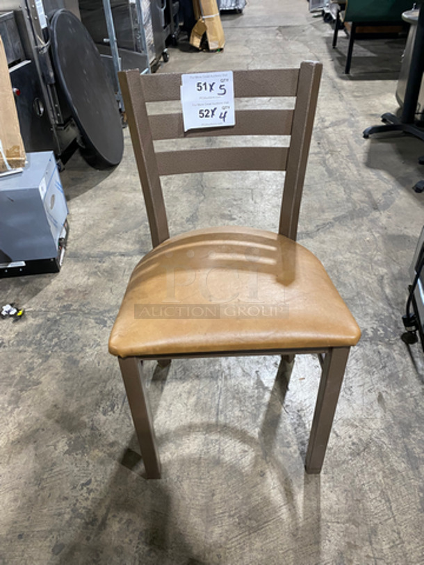 Tan Cushioned Chairs! With Brown Metal Body! 4x Your Bid!