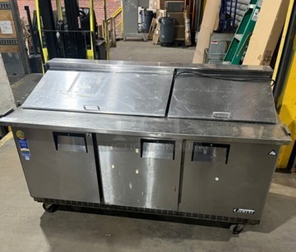WOW! Everest Stainless Steel Commercial Bain Marie Sandwich Prep Table! On Commercial Casters! MODEL EPBR3 115V 1PH