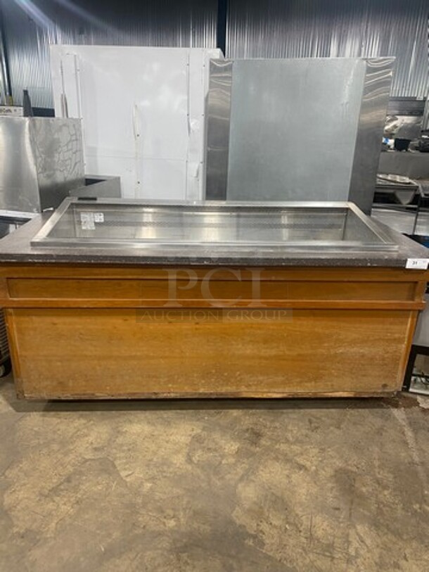 Barker Commercial Buffet Style Cold Pan! Stainless Steel With Wooden Body! On Casters! SN: C014121CW5 120V 60HZ 1 Phase