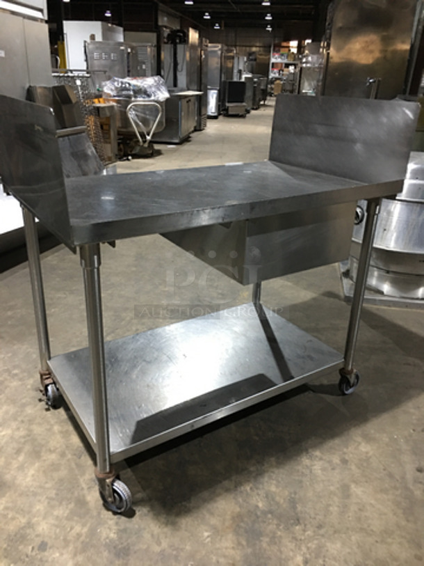 WOW! All Stainless Steel Work Top/Prep Top Table! With 1 Drawer! With Storage Underneath! With Back And Side Splashes! On Casters! - Image 4 of 8