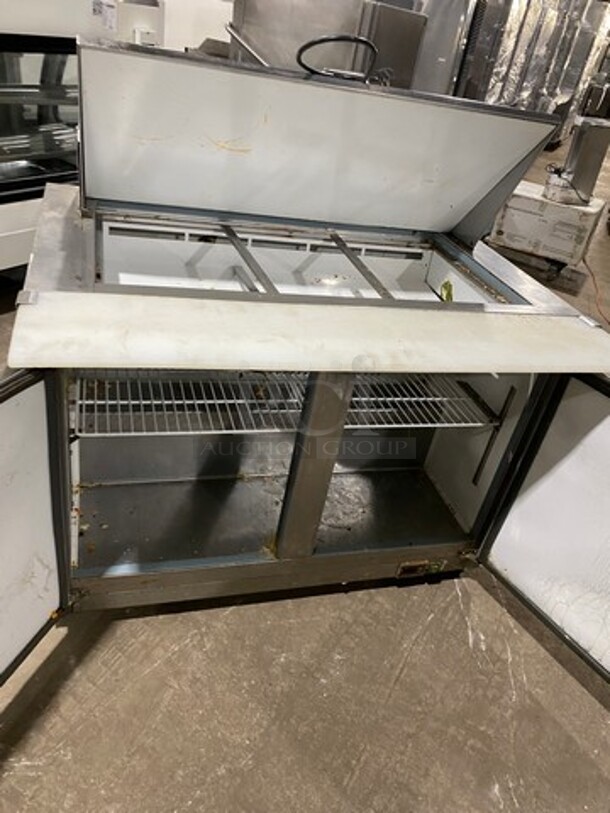 Maxx Cold Commercial Refrigerated Sandwich Prep Table! With Commercial Cutting Board! With 2 Door Storage Space Underneath! Poly Coated Racks! All Stainless Steel! On Casters! Model: MXCR48M SN: 440100 115V 60HZ 1 Phase - Image 5 of 9