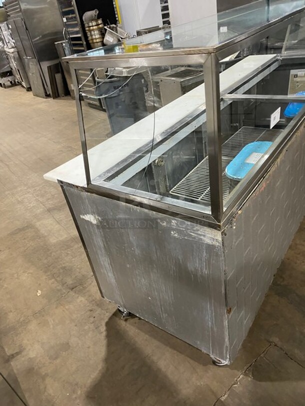 Leader Refrigerated Sandwich/Salad Prep Table! All Stainless Steel! With Glass Food Shield! With Full Length Cutting Board! With 4 Door Rear Cooler Storage Access! With Poly Coated Racks! On Casters! Model: LM96 S/C! - Image 2 of 10