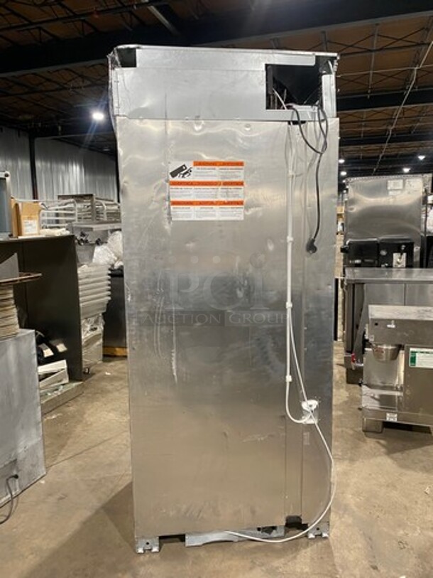 Monogram Upright Half Cooler Half Freezer Combo Unit! Single Cooler And Single Drawer Freezer! With Poly Coated Racks And Shelves! Stainless Steel! - Image 3 of 8