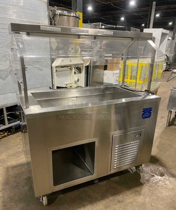 Low Temp Commercial Refrigerated Food Serving Station Counter/ Cold Pan! With Sneeze Guard! Stainless Steel Body! On Casters! Model: 50CFMX SN:FO4C05885L 120V 1PH - Image 3 of 10