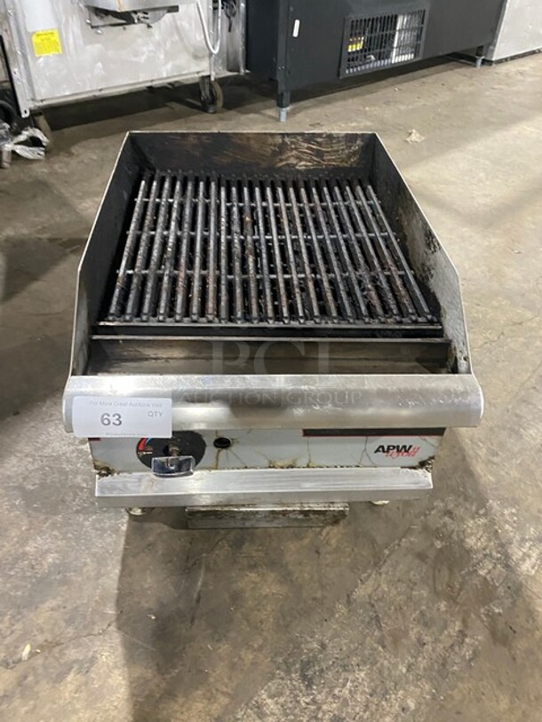 APW Wyott Commercial Countertop Natural Gas Powered Char Broiler Grill! With Back & Side Splashes! All Stainless Steel! On Small Legs! - Image 1 of 7