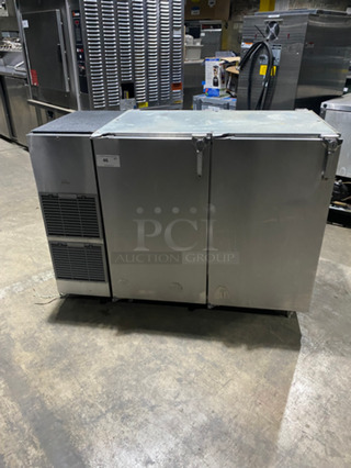Glastender 2 Door Bar Back Cooler! With Poly Coated Racks! All Stainless Steel! On Legs! Model: NPT52L6SNH(LL/RR) SN: 134125922N 115V 60HZ 1 Phase