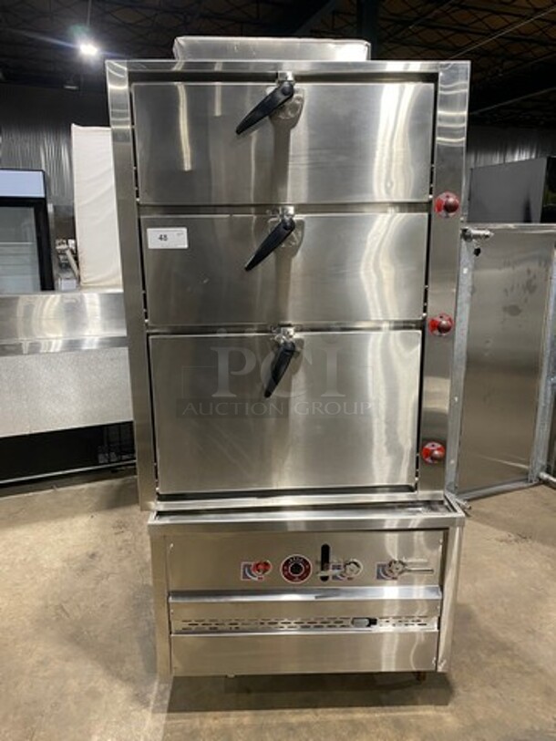 Commercial Tripple Cabinet Steam Cooker! With Metal Racks! All Stainless Steel! On Legs!