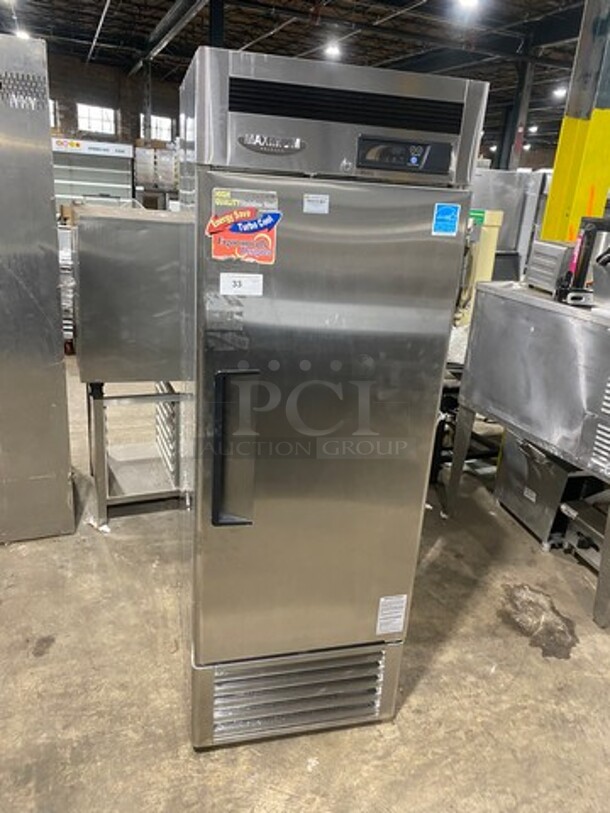 Turbo Air Commercial Single Door Reach-In Freezer! With Poly Coated Racks! Solid Stainless Steel! Maximum Series Model: MSF23NM SN: NF23309052 110/120V 60HZ 1 Phase