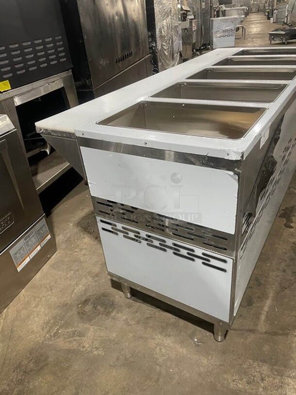 NEW! Scratch-N-Dent! Prepline Liquid Propane Powered 5 Pan Sealed Well Hot Food Steam Table! With Sliding Doors Enclosed Base! With Natural Gas Conversion Kit! All Stainless Steel! With Full Length Cutting board! On Legs! Model: GST-5OW-CBSD! - Image 2 of 11