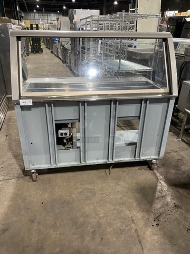 Duke Commercial Sandwich Prep Line Unit! With Slanted Front Glass! With Commercial Cutting Board! All Stainless Steel! On Casters! Model: SUBCPTC60M SN:07063219 120V 60HZ 1 Phase
