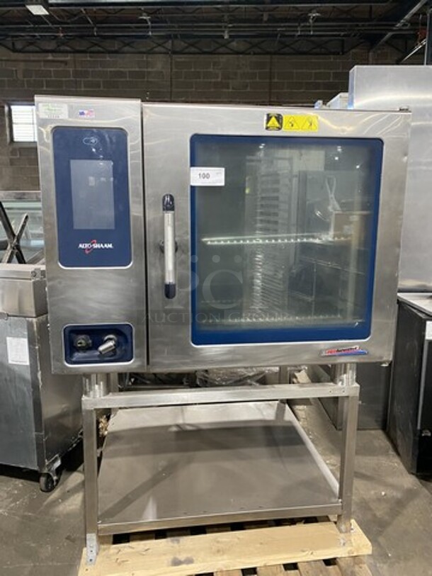 Alto Shaam Commercial Natural Gas Powered Combi Oven! With View Through Door! On Equipment Stand! All Stainless Steel! On Legs!