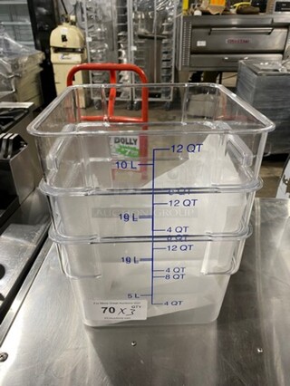 Carlisle Clear Poly 12 QT Food Containers! 3x Your Bid!