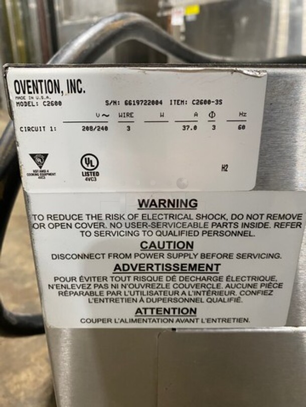 Ovention Commercial Countertop Conveyor Oven! All Stainless Steel! On Small Legs! Model: C2600 SN: 6619722004 208/240V 60HZ 3 Phase - Image 8 of 10