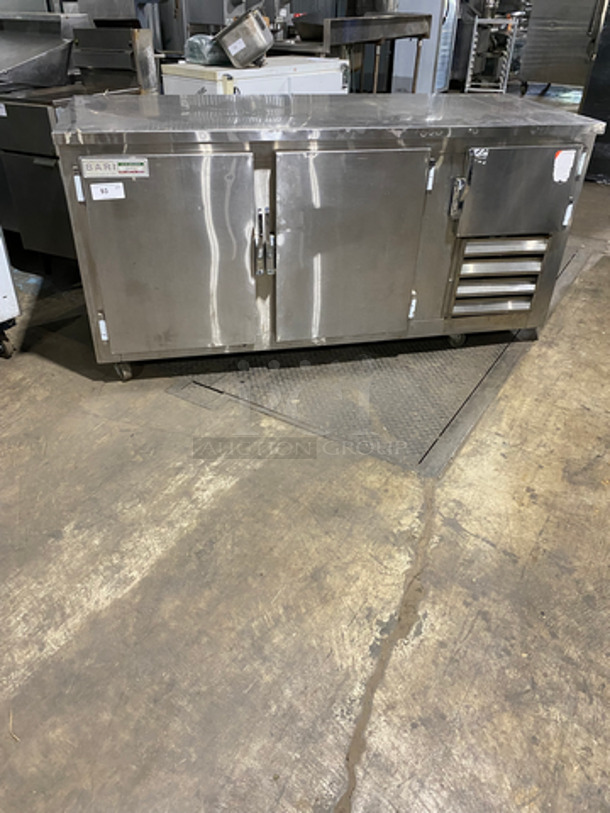 Bari Commercial 3 Door Refrigerated Lowboy/Worktop Cooler! All Stainless Steel! On Casters! Model: 2-1/2D SN: 11290 115V 60HZ 1 Phase