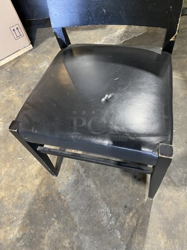 Wooden Style Dinning Chairs With Black Vinyl Seat! 8 X Your Bid! - Image 5 of 7