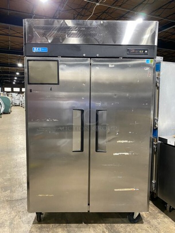 Turbo Air Commercial 2 Door Reach In Freezer! With Poly Coated Racks! Solid Stainless Steel! Model: M3F472 SN: K9F41A5026! 115V! On Casters!
